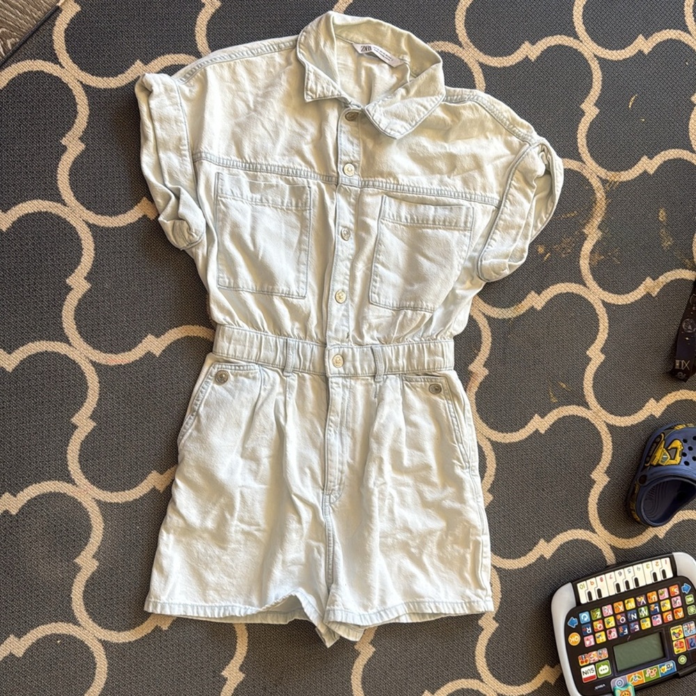 Zara Soft Blue Denim Top